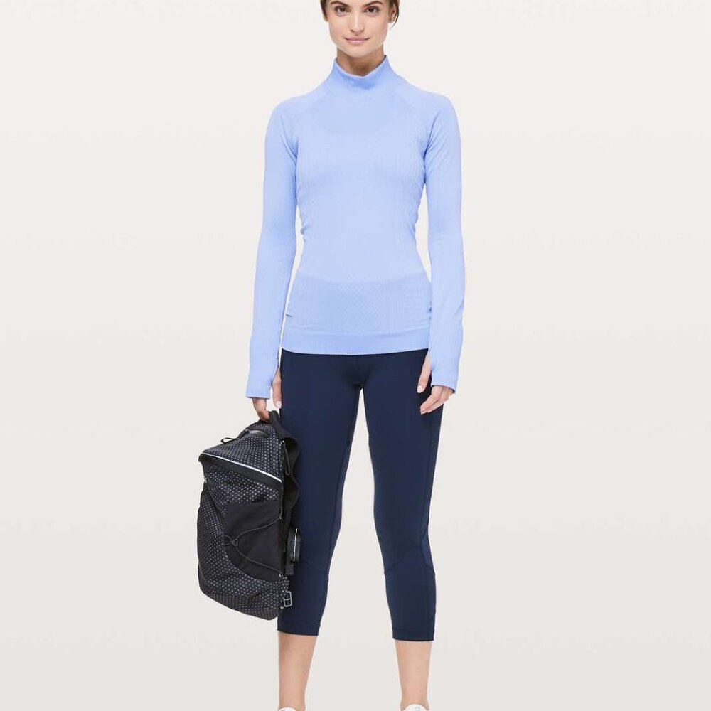 Lululemon Rest Less Mock Neck Hydrangea Blue